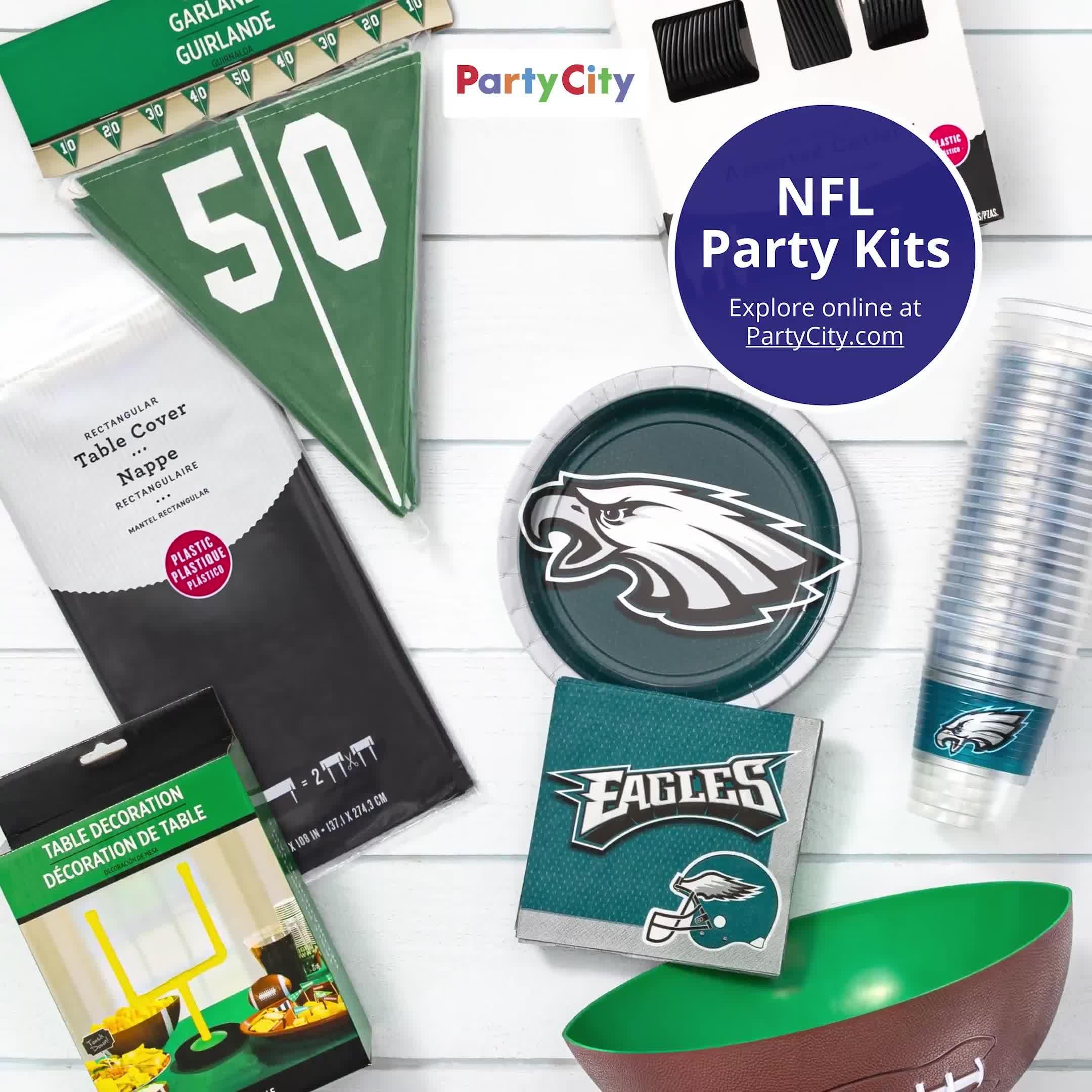 Philadelphia Eagles Party Supplies Pack for 18 Guests - Kit Includes Plates, Napkins, Table Cover, Cups, Cutlery, Serving Bowl, Banner Decoration & Centerpiece